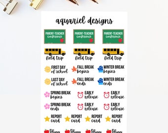 School Reminder Stickers | School Stickers for Planner | Set of 28 School Planner Stickers | Bullet Journal Stickers