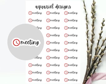 Meeting Reminder Stickers, 30 Meeting Stickers for Planners, Calendars, Bullet Journals, etc.