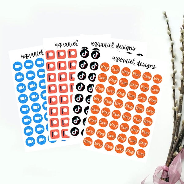 Zoom/Patreon/TikTok/Etsy Tracker Stickers | Bullet Journal Tracker Stickers | Planner Tracker Stickers