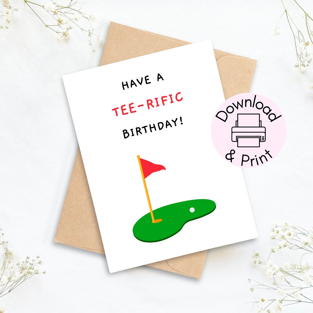 Golf Birthday Printable Card Happy Birthday Card Birthday Card for Golf ...