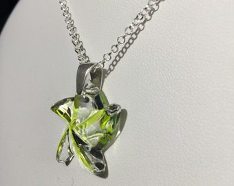 collier etoile cristal, pendentif cristal argent, crystal glass pendant, collier cristal argent, bijou cristal femme, crystal necklace,