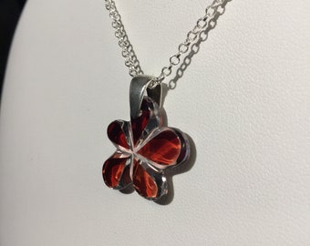 crystal pendant and silver flower
