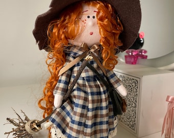 Witch Betty Doll Halloween Witches Handmade Gifts for girls Decoration Textile Doll Decor Gifts Handmade Doll presents