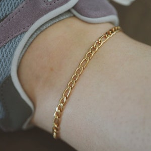 Figaro Chain Anklet Bracelet , Anklet For Women , Stainless Steel Chain , Minimalist Jewelry , Figaro Gold Anklet , Dainty Anklet Bracelet