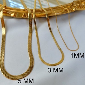 18K GOLD Herringbone Chain WATERPROOF Snake Chain Gold | Etsy ...