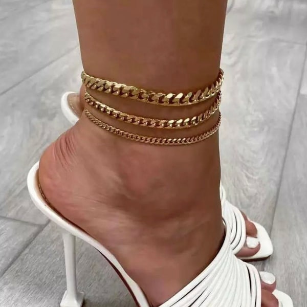 Gold Chain Anklet Etsy
