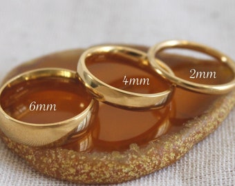 schlichter Bandring Gold | Gold Edelstahl Bandring | Dünner dicker Goldring | Stapelring | Hochzeit Verlobungsring | Geschenk für sie, ihn