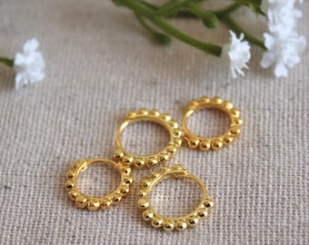 Tiny Beaded Hoop Earrings | Gold Sterling Silver Hoop Earrings | Cartilage Hoop | Second Hole Hoop Earrings | Helix Hoop | Gold Conch Hoop