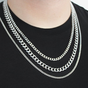 Silver Cuban Link Chain Necklace | Men&#39;s Necklace | Silver Cuban Chain | Men&#39;s Bracelet | Men&#39;s Jewelry | Gift For Him, Boyfriend, Dad