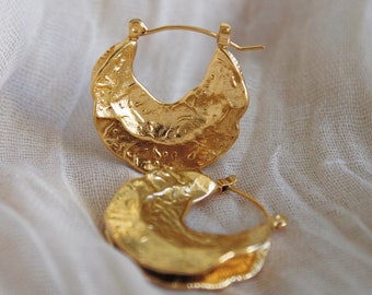 Gold Geometric Hoop Earrings | Vintage Style Hoops | Gold Hoop Earrings | WATERPROOF | Stainless Steel | Statement Earrings | Gift For Her