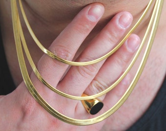 Men's Herringbone Chain Necklace | Herringbone Chains | Men's Jewelry | Gold/Silver Snake Chains | Stainless Steel | Gift For Him Boyfriend