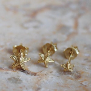 Minimalist Starfish Stud Earrings | Gold Sterling Silver Studs | Starfish Earrings | Tiny Gold Studs | Summer Jewelry | Gift For Her, Mom