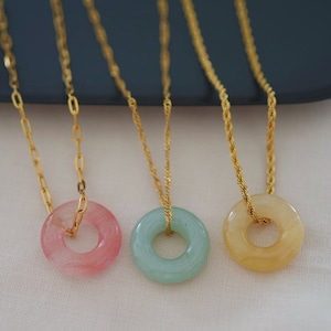 Jade Stone Pendant Necklace , Natural Gemstone Necklace , Minimalist Dainty Necklace , Stainless Steel Chains , Jade Jewelry , Gift For Her