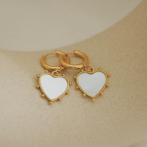 Pearl Heart Hoop Earrings · Vintage Style Heart Earrings ·  Pearl Hoop Earrings ·  Pearl Love Jewelry ·  Anti Tarnish ·  Gift For Her