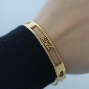 Aangepaste naam armband manchetarmband, verstelbare gepersonaliseerde manchetarmband, armband hartnaam, gepersonaliseerd cadeau, naamsieraden