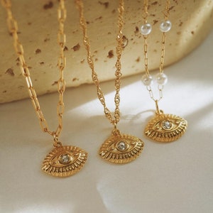 Gold Eye Pendant Necklace · Evil Eye Necklace · Diamond Eye Necklace · Evil Eye Jewelry · Stainless Steel · Anti Tarnish · Gift For Her