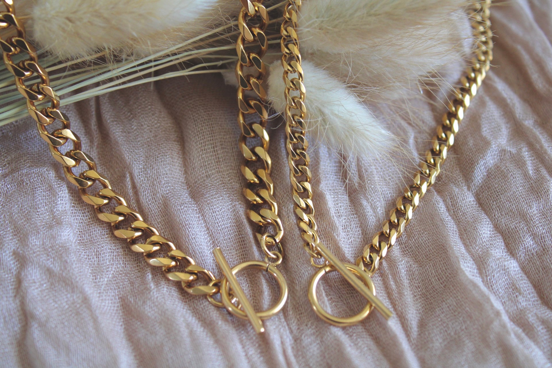 Gold Toggle Clasp Necklace | Toggle Clasp Choker | Stainless