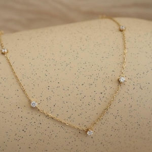 Dainty Multi Stone Necklace · Multi Cubic Zircon Necklace · Minimalist Necklace · Gemstone Necklace · Stainless Steel · Gift For Her, Mom