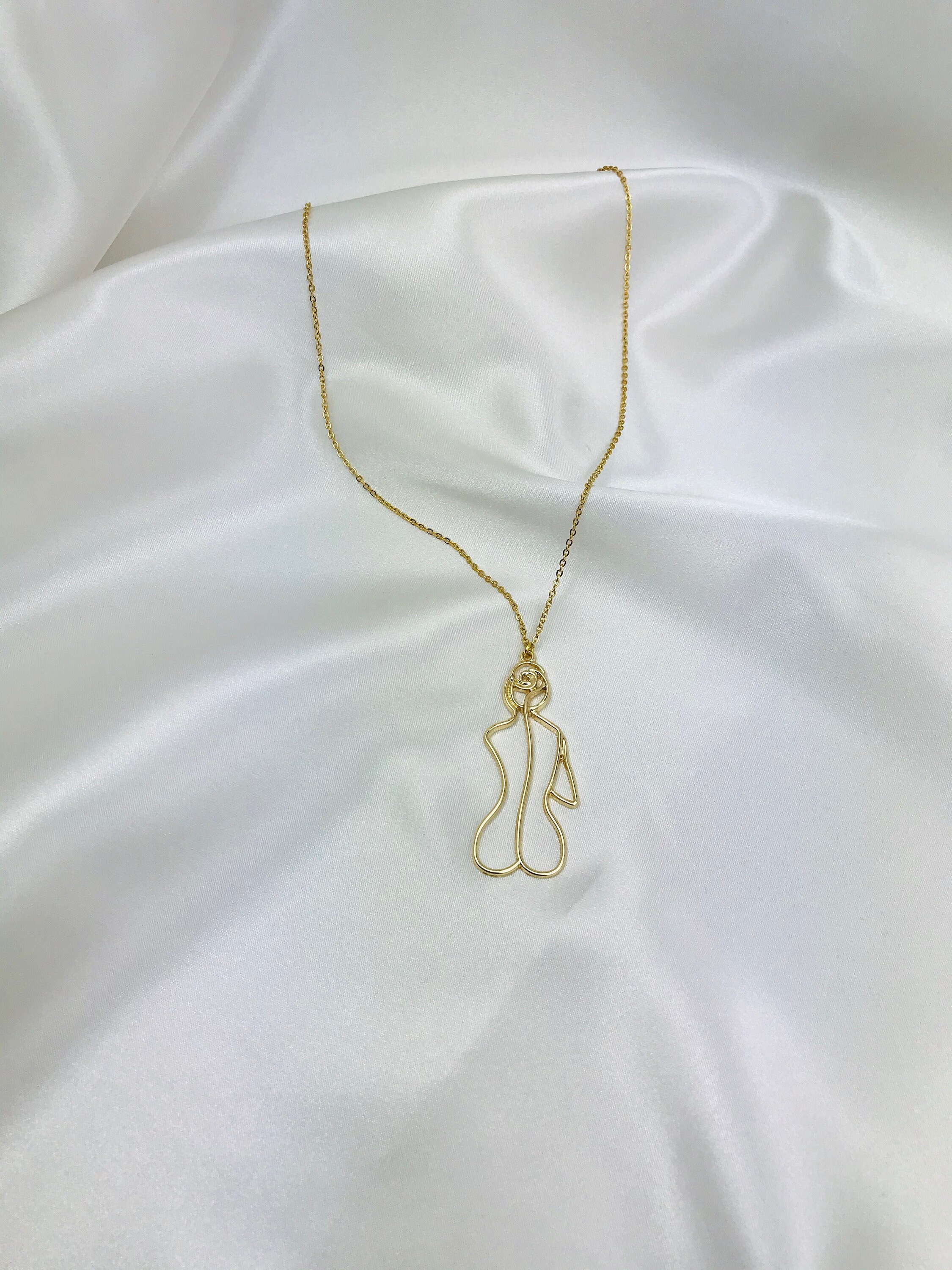 Gold Female Body Necklace Gold Body Necklace Abstract Wire Etsy