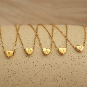 Tiny Heart Initial Letter Necklace · Small Heart Initial Necklace · Waterproof · Anti Tarnish · Personalized Jewelry · Gift For Her, Mom