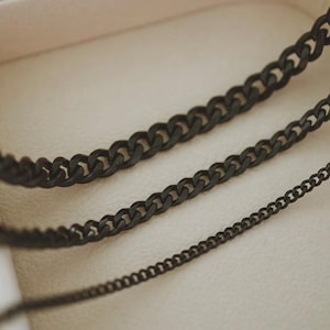 Cuban Curb Link Chain Necklace , Black Cuban Chain , Men&#39;s Black Curb Chain Necklace , Stainless Steel , Waterproof , Men&#39;s Jewelry Gift