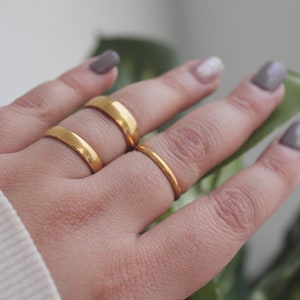 Simple Gold Band Ring Gold Stainless Steel Band Ring Thin Thick Gold Ring Stacking Ring Wedding Engagement Ring Gift For Her, Him image 5