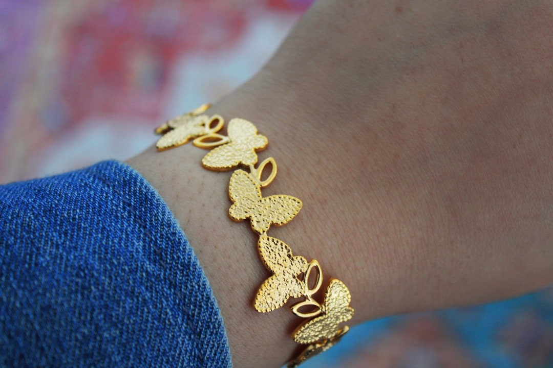 Gold Butterfly Cuff Bracelet Gold Cuff Bracelet Dainty Etsy