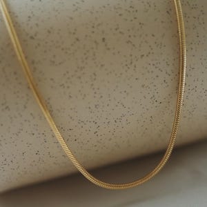 18K Gold Plated Herringbone Chain Necklace , Round Stainless Steel Snake Chains , Waterproof , Anti Tarnish , Layering Necklace For Women