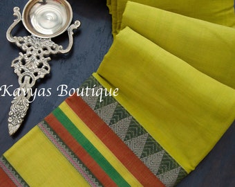 Yellow Handloom Narayanpet Cotton Saree | Sarees for women | Kavyas Boutique Saree | Ethnic wear | Ships from Utah, USA