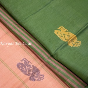 Green and Pink Handloom Borderless Vegan Silk Saree | Sarees for women | Kavyas Boutique Saree | Ethnic wear | Ships from Utah, USA