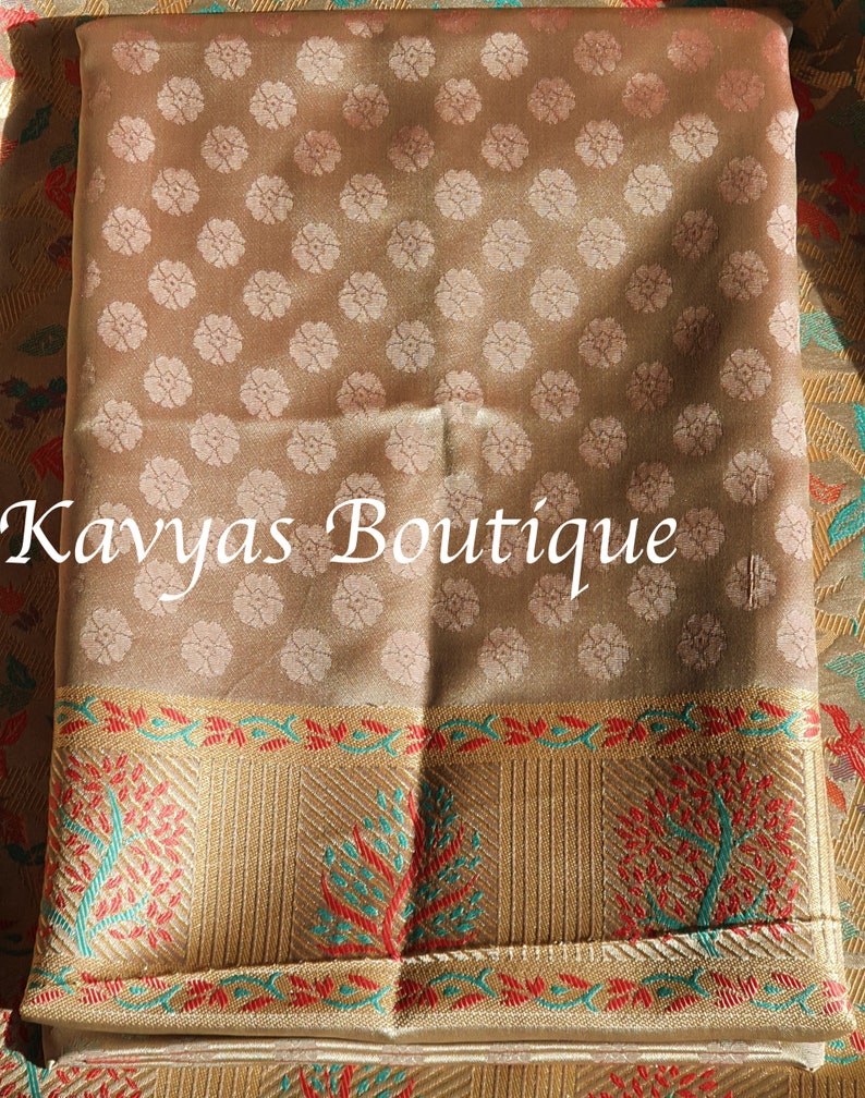 Caramel Satin Silk Saree | Sarees for Women | Kavya's Boutique Saree ...