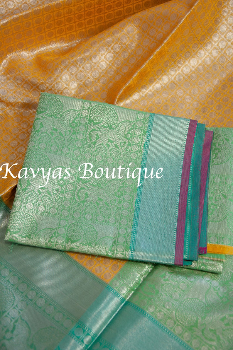 Sarees for women Sari Ships from USA Ethnic wear Kavya/'s Boutique Saree Yellow and Sea Green Semi Banarasi Muslin Saree