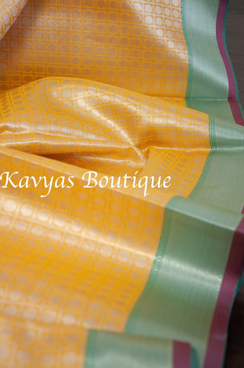 Sarees for women Sari Ships from USA Ethnic wear Kavya/'s Boutique Saree Yellow and Sea Green Semi Banarasi Muslin Saree