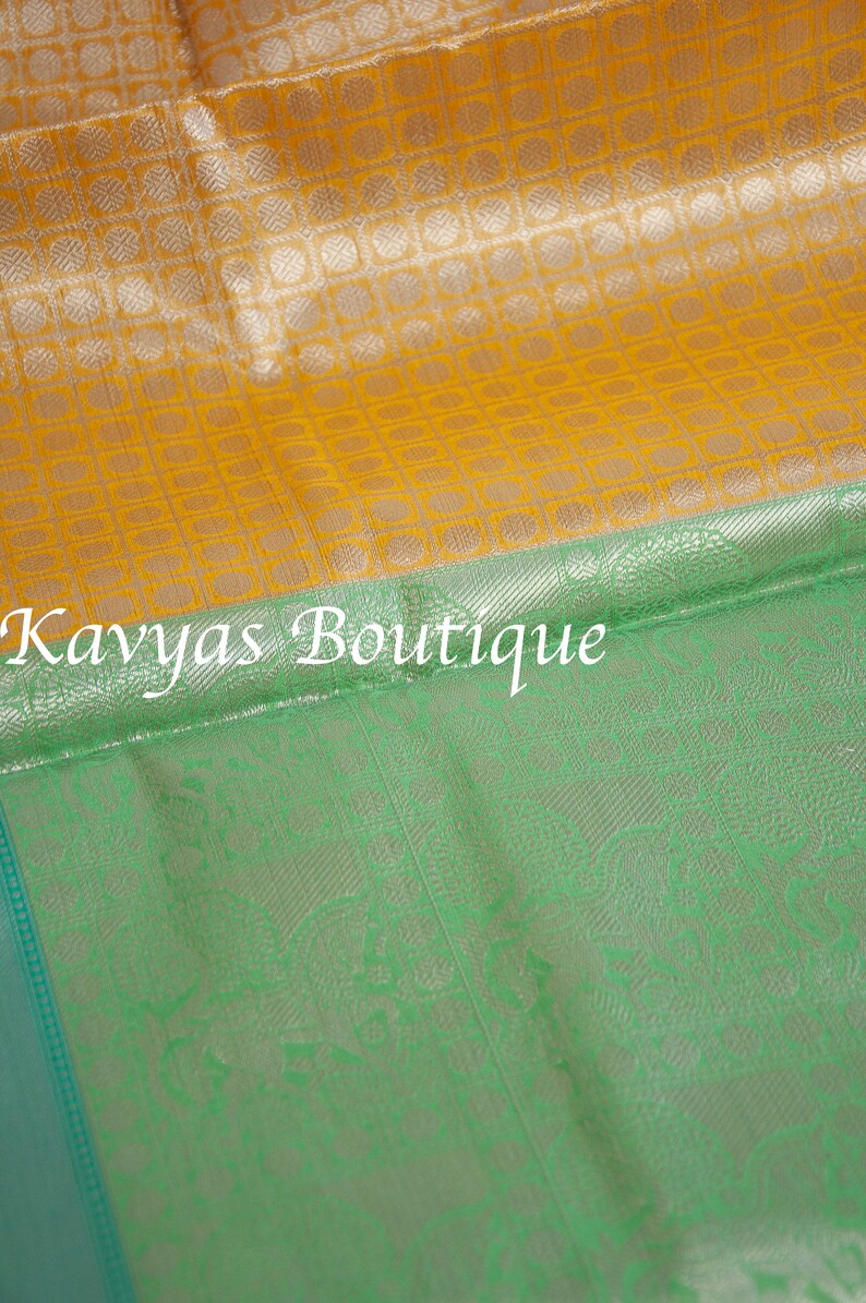 Sarees for women Sari Ships from USA Ethnic wear Kavya/'s Boutique Saree Yellow and Sea Green Semi Banarasi Muslin Saree