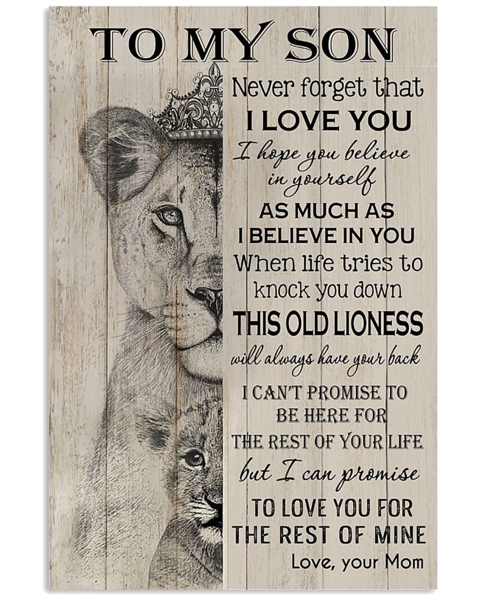 In The Presence Of My Son To My Son Never Forget That I Love You This Old Lioness Canvas | Etsy