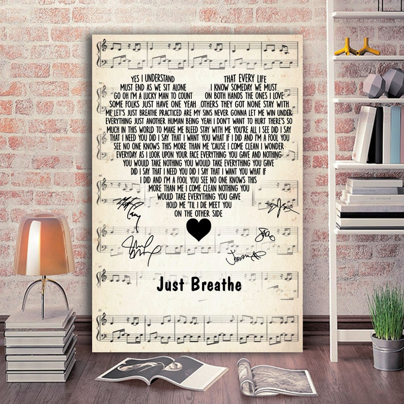 Just Breathe Lyrics Song Signs From Heaven 0.75 & 1.5 In Etsy