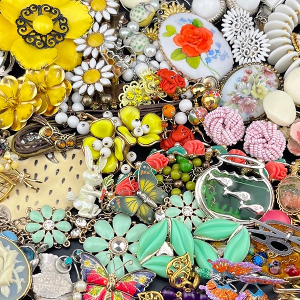 Whimsical, Summer Vintage Jewelry Lots - Floral, Fruity, Fauna. All Wearable!