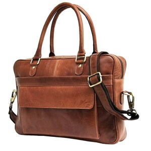 Bolsa para laptop de couro indiano genuíno | Bolsa tipo pasta de couro para homens | Bolsa transversal para presente de formatura feita na Índia