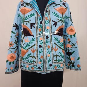 Suzani Embroidery Jacket, Winter Wear Jacket Coat, Womens Coat, Suzani Short Jacket, TNT Fabric Suzani Jacket, Robe, Gift For Her