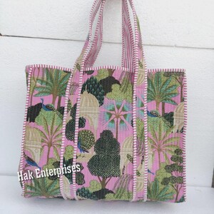 Indian Vintage Tiger Tote Bag, Block Printed Quilted Tote Bag For Women&#39;s , Everyday tote bag, Shoulder Bag Gift For Her