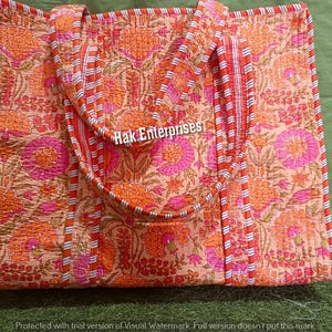 Sac fourre-tout indien en coton à fleurs, Sac indien fait main, Sac à provisions, Sac de marché, Sac matelassé, Sac à main pour femme, Sac de pique-nique