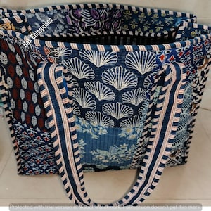 Patchwork Quilted Tote Bag, Women Reversible Shoulder Bag, Cotton Carry Bag, Multipurpose Tote Bag&#39;s
