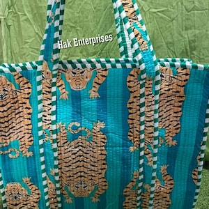 Sac fourre-tout en coton avec anse à imprimé animal, sac fourre-tout rustique, sac en coton durable, sac fourre-tout Rajasthani - Offrez un cadeau à votre maman pour la fête des Mères