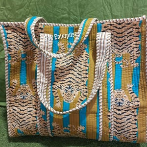 Sac fourre-tout indien vintage imprimé tigre, sac fourre-tout matelassé imprimé bloc pour femme, sac fourre-tout de tous les jours, sac à bandoulière cadeau pour elle