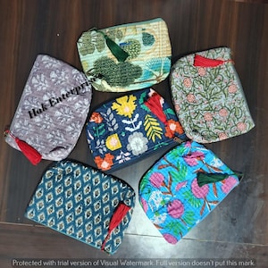 Mini Kosmetiktasche, kleine Kosmetiktasche, Schminktäschchen aus Baumwolle, Futter aus beschichteter Baumwolle, kleines Reißverschlusstäschchen, Etui aus Baumwolle