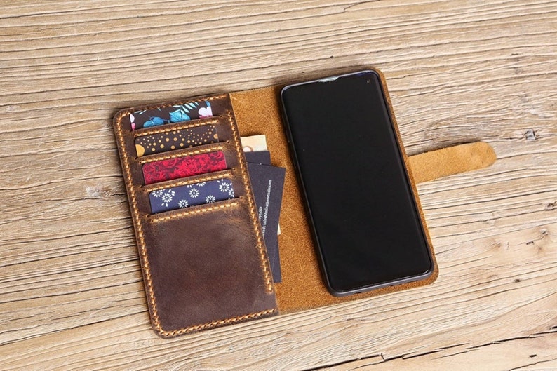 Personalized Leather Galaxy S10 plus case Wallet vintage rustic Genuine Leather cases for Galaxy Smart Phone