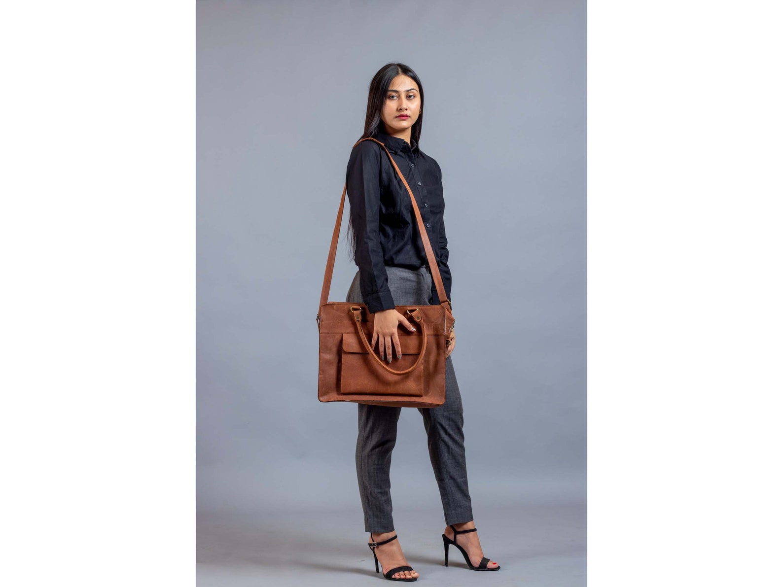 Leather Laptop Bag 100 Genuine Brown Leather Shoulder Bag Etsy UK