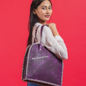 Sac à main cartable brodé de créateur en similicuir avec bandoulière séparée (blanc et violet) pour femme/fille