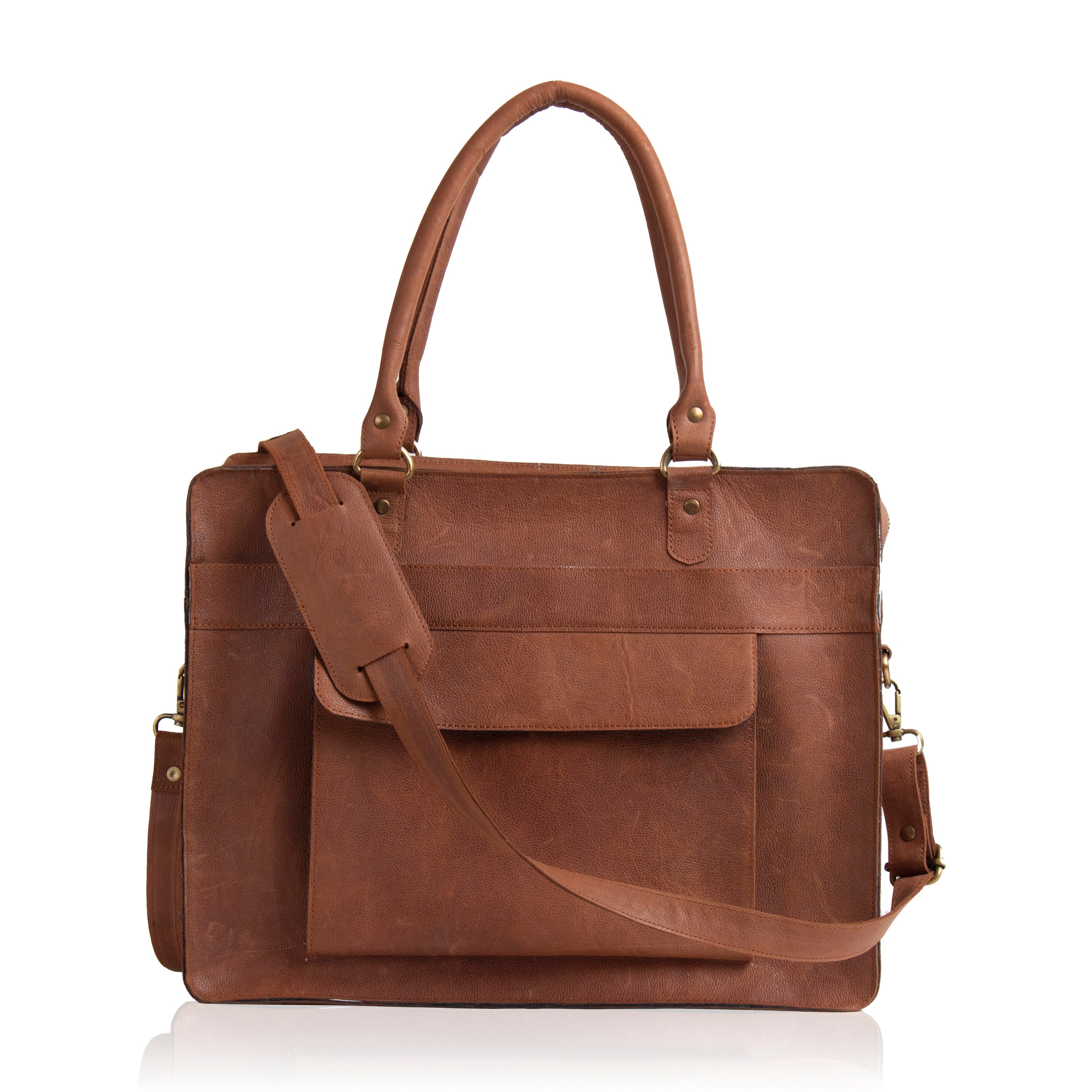 Leather Laptop Bag 100 Genuine Brown Leather Shoulder Bag Etsy UK