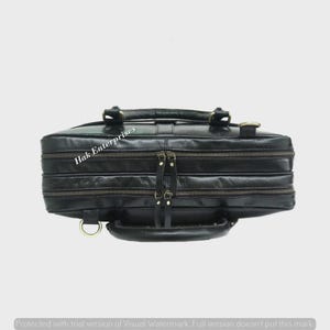 Sacoche pour ordinateur portable en cuir véritable noir, cartable en cuir cartable, sac de bureau messager, sac portefeuille en cuir fait main